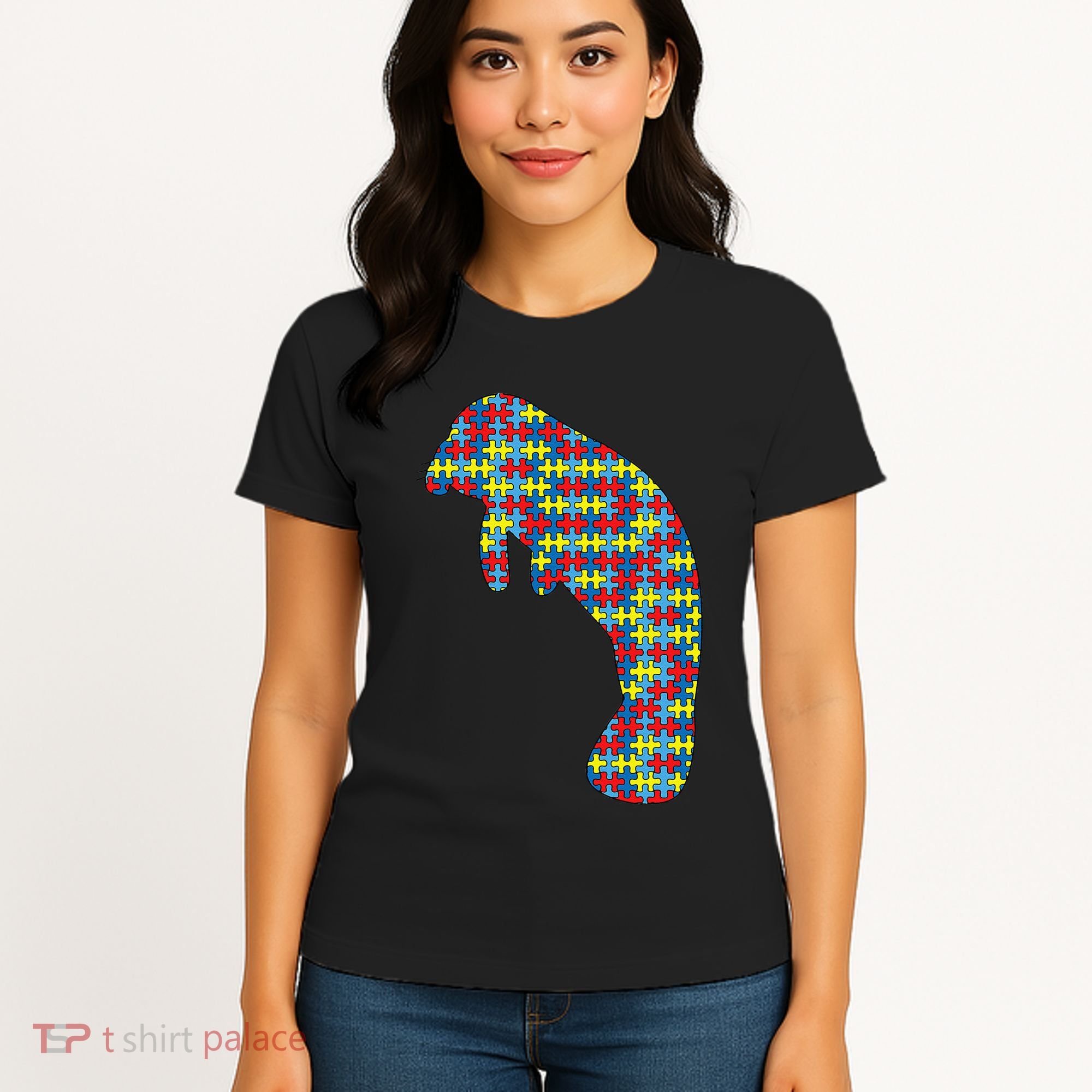 Manatee Autism Awareness Dugong Puzzle Day Mom Gift Women's T-Shirt