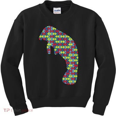 Manatee Autism Awareness Dugong Puzzle Day Mom Gift Kids Sweatshirt