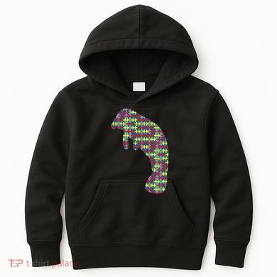 Manatee Autism Awareness Dugong Puzzle Day Mom Gift Kids Hoodie