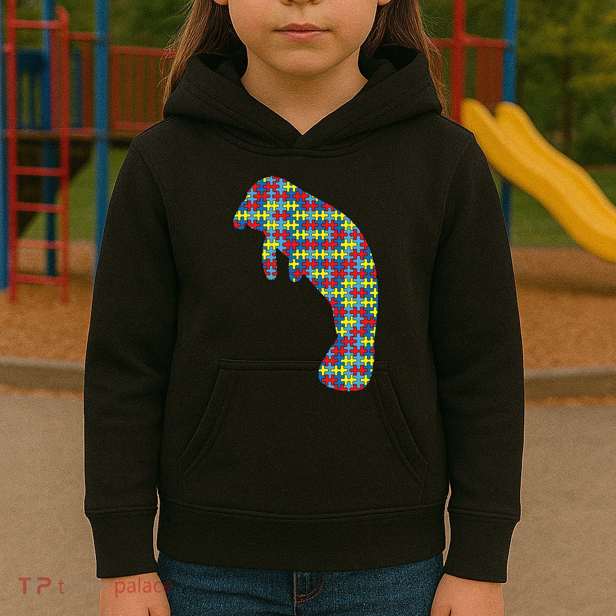 Manatee Autism Awareness Dugong Puzzle Day Mom Gift Kids Hoodie