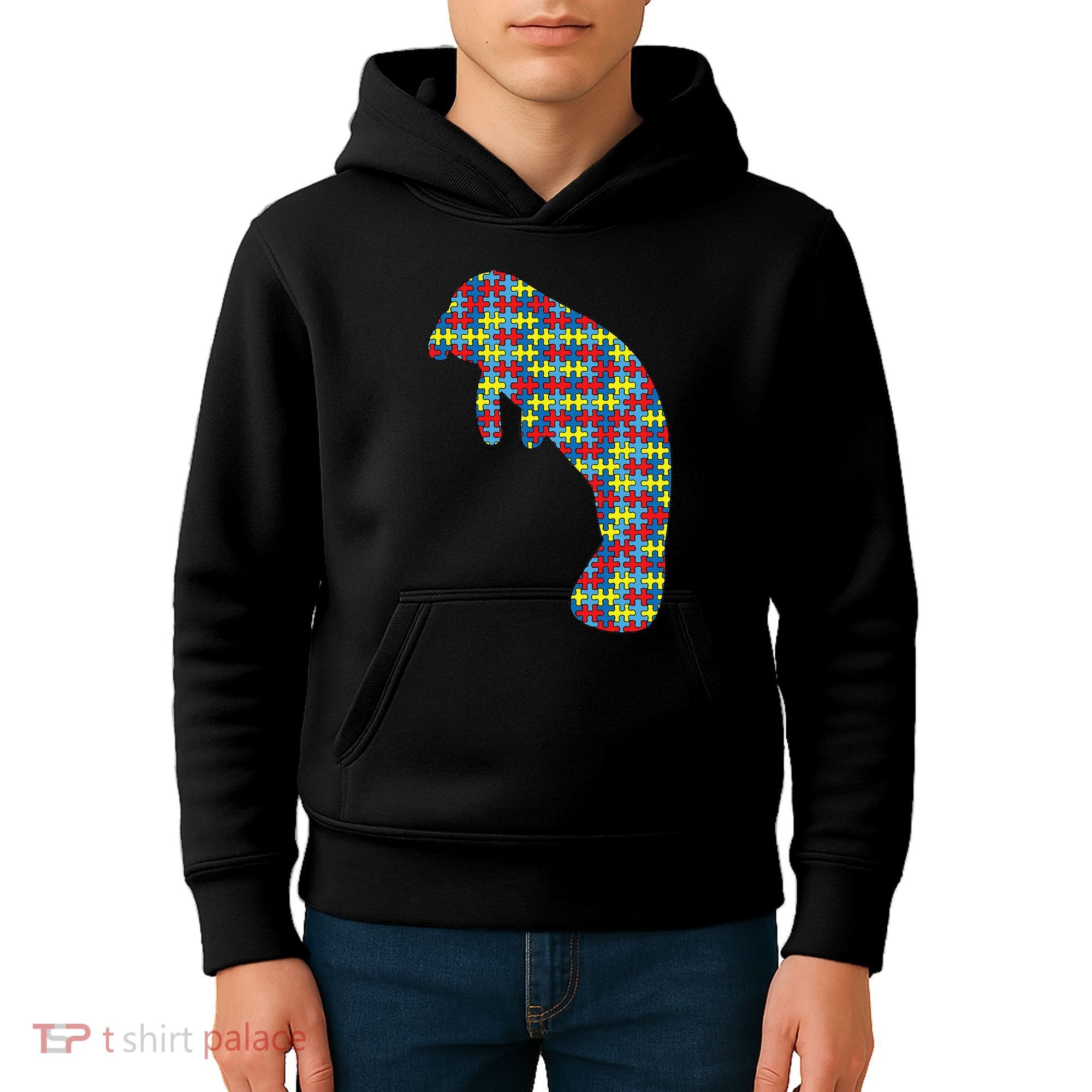 Manatee Autism Awareness Dugong Puzzle Day Mom Gift Kids Hoodie