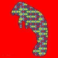 Manatee Autism Awareness Dugong Puzzle Day Mom Gift Santa Hat thumb 1
