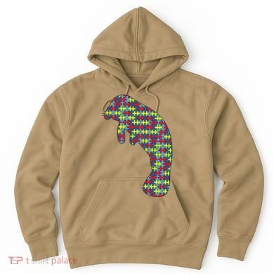 Manatee Autism Awareness Dugong Puzzle Day Mom Gift Hoodie