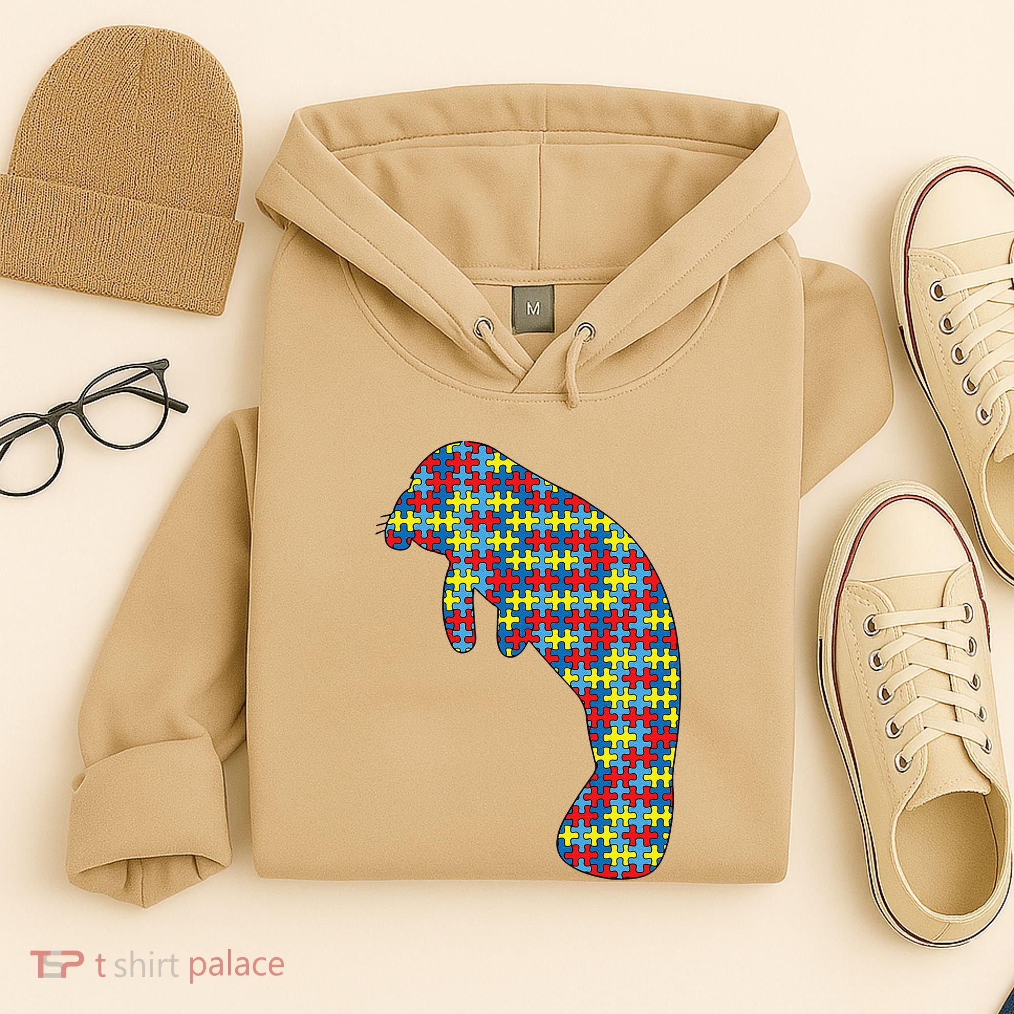 Manatee Autism Awareness Dugong Puzzle Day Mom Gift Hoodie