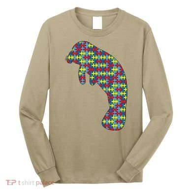Manatee Autism Awareness Dugong Puzzle Day Mom Gift Long Sleeve Shirt