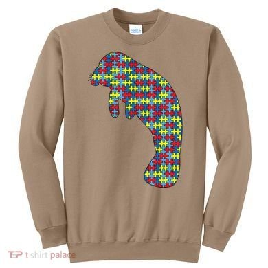 Manatee Autism Awareness Dugong Puzzle Day Mom Gift Sweatshirt