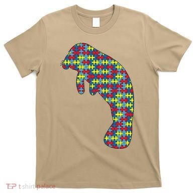 Manatee Autism Awareness Dugong Puzzle Day Mom Gift T-Shirt