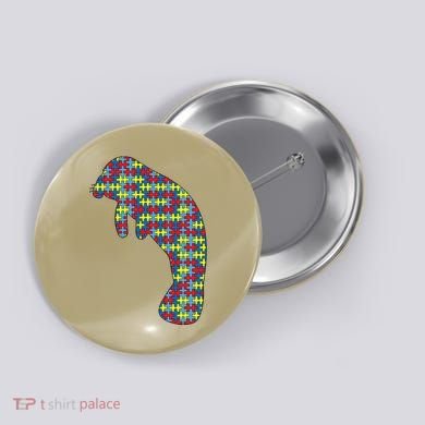 Manatee Autism Awareness Dugong Puzzle Day Mom Gift Button