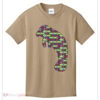 Manatee Autism Awareness Dugong Puzzle Day Mom Gift Kids T-Shirt thumb 0
