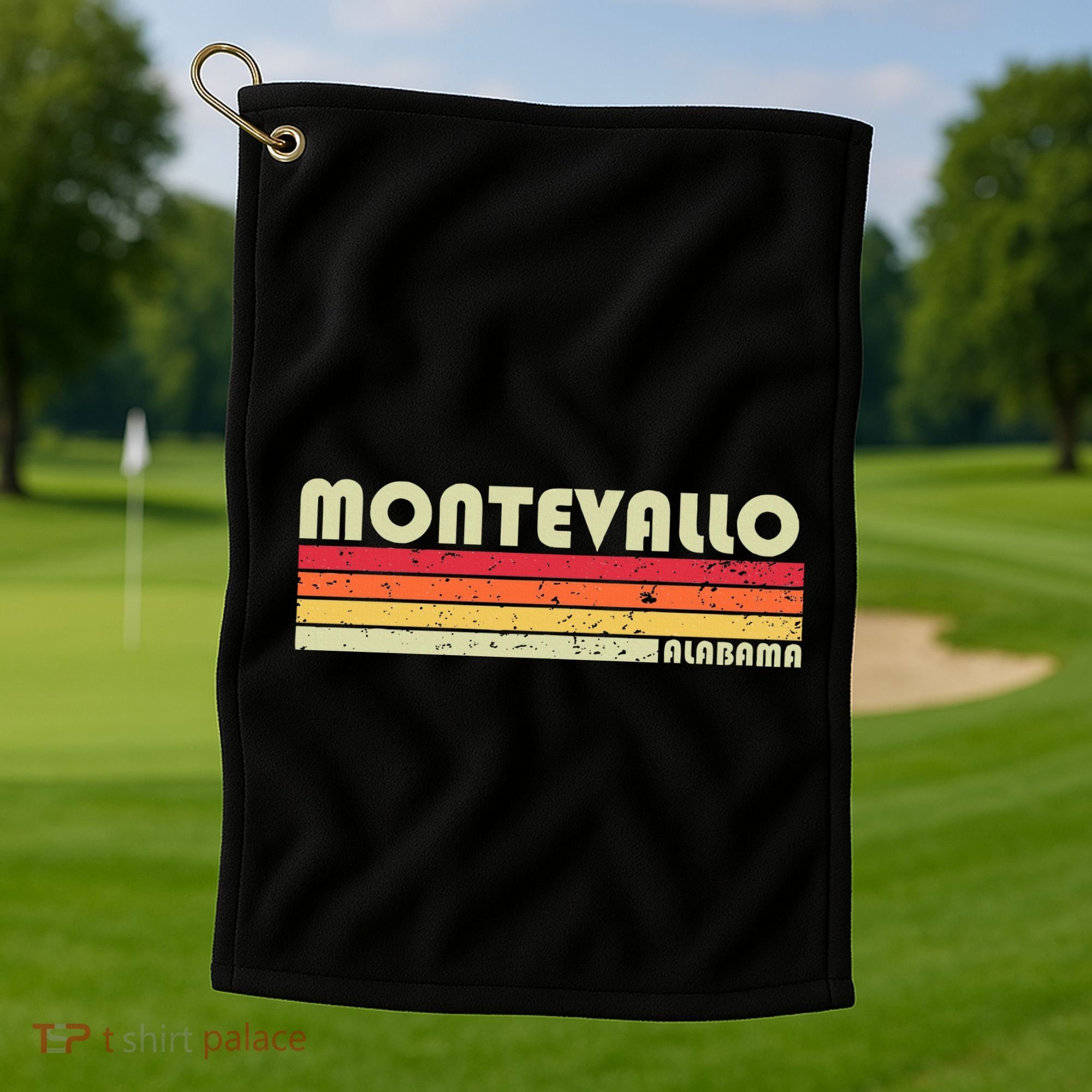 Montevallo Al Alabama Funny City Home Roots Gift Retro 80s Golf Towel