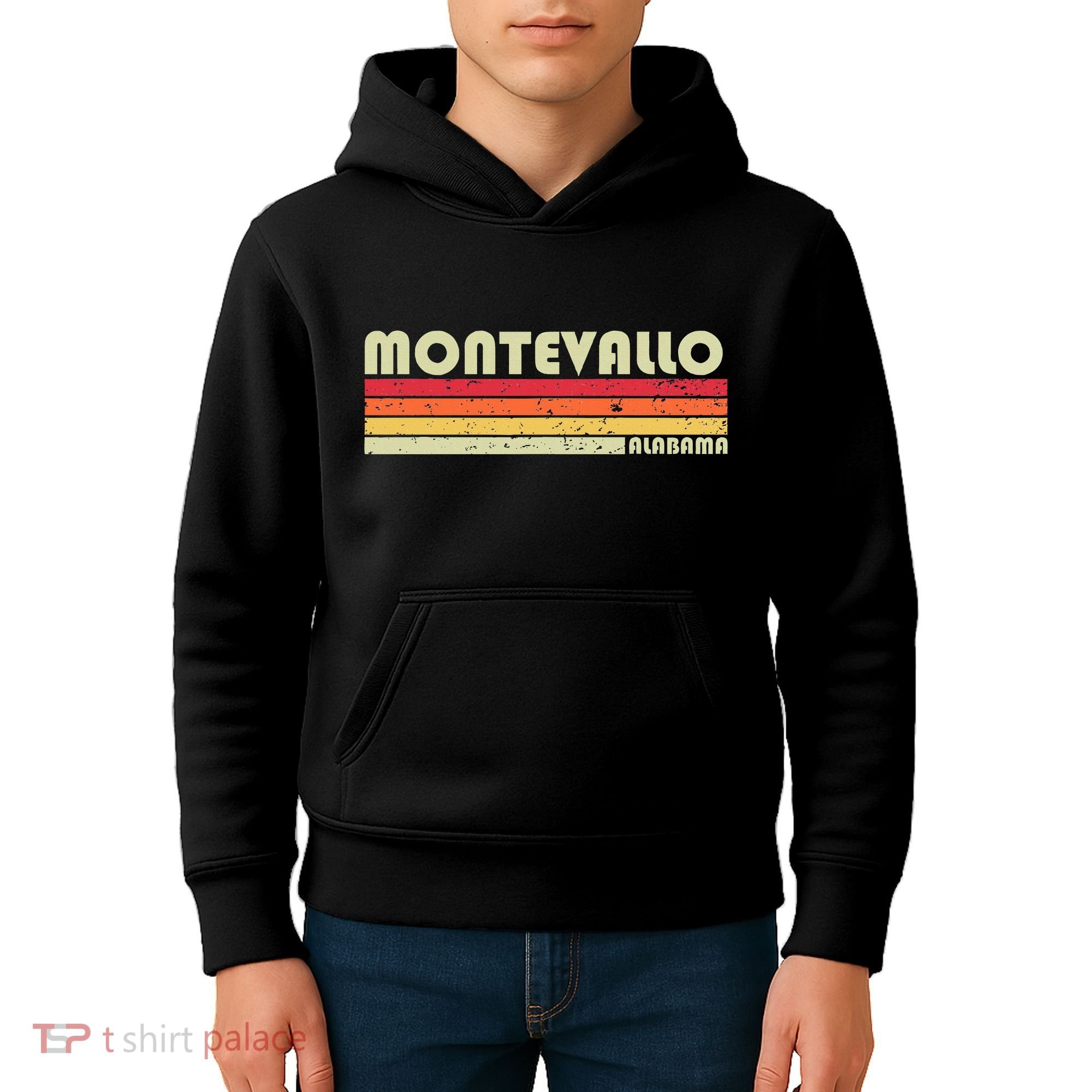 Montevallo Al Alabama Funny City Home Roots Gift Retro 80s Kids Hoodie