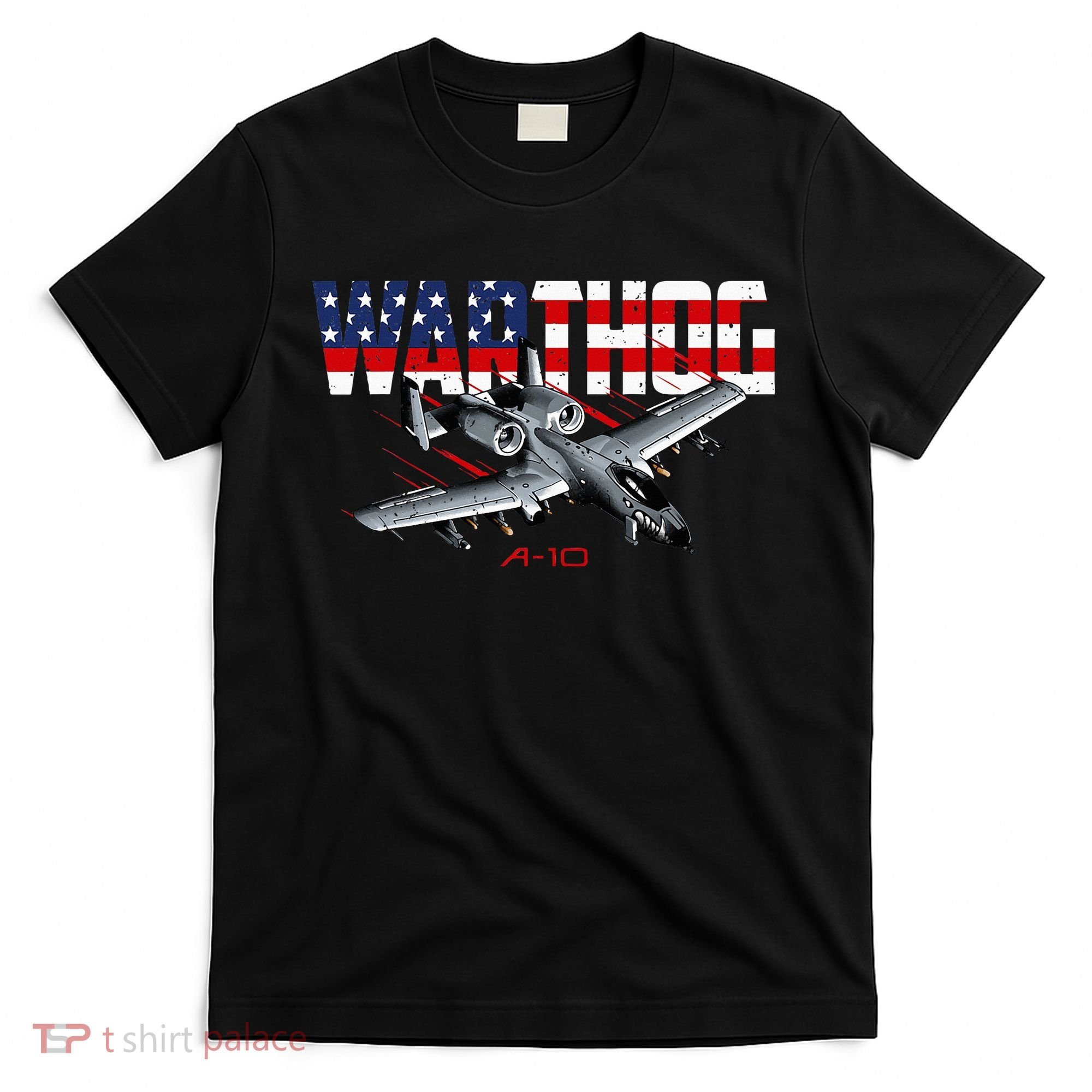 Military Airplane A10 Warthog American Flag T-Shirt