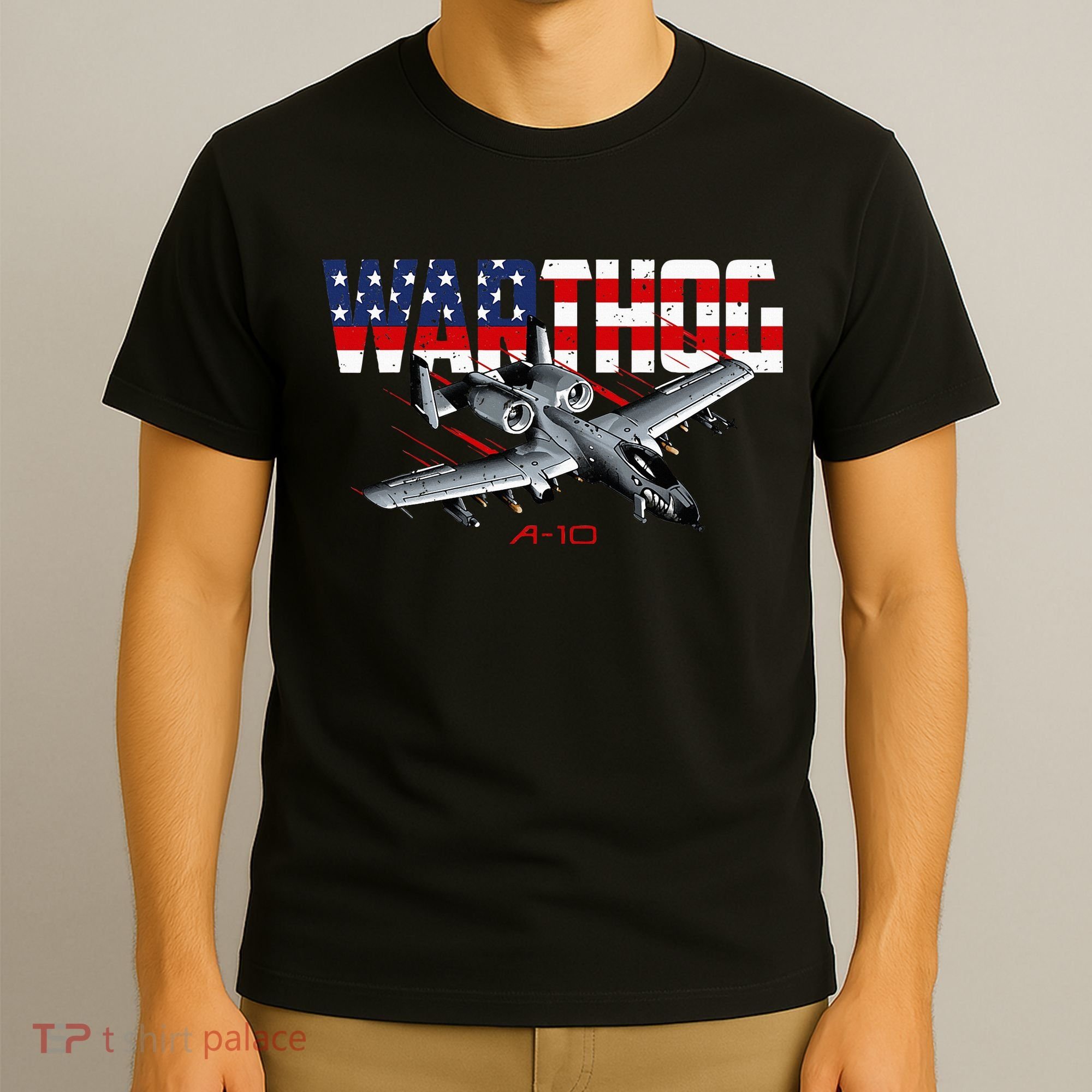 Military Airplane A10 Warthog American Flag T-Shirt