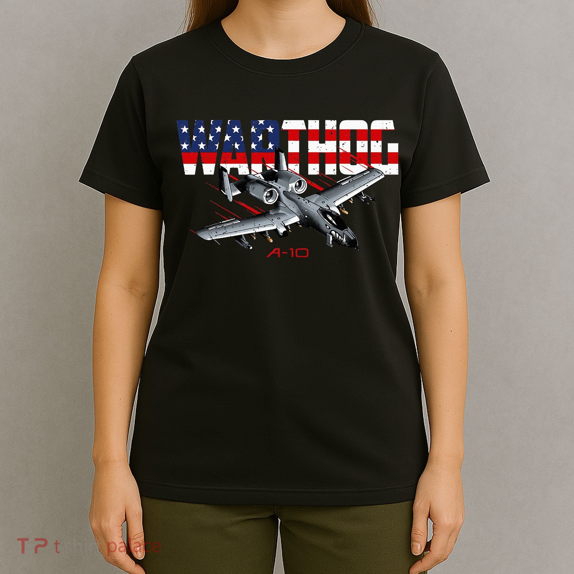 Military Airplane A10 Warthog American Flag T-Shirt