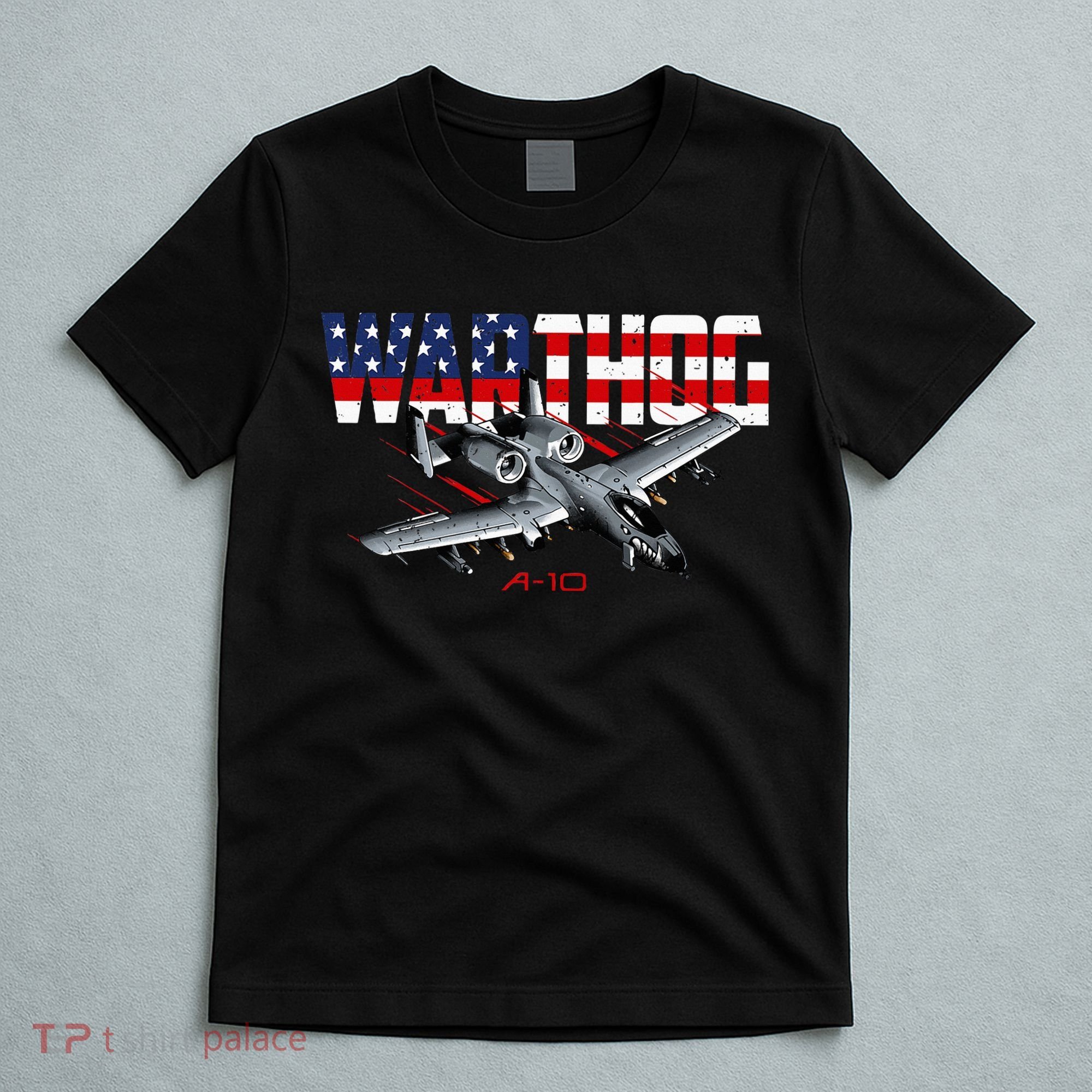 Military Airplane A10 Warthog American Flag T-Shirt