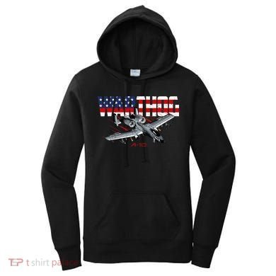 Military Airplane A10 Warthog American Flag Women's Hoodie