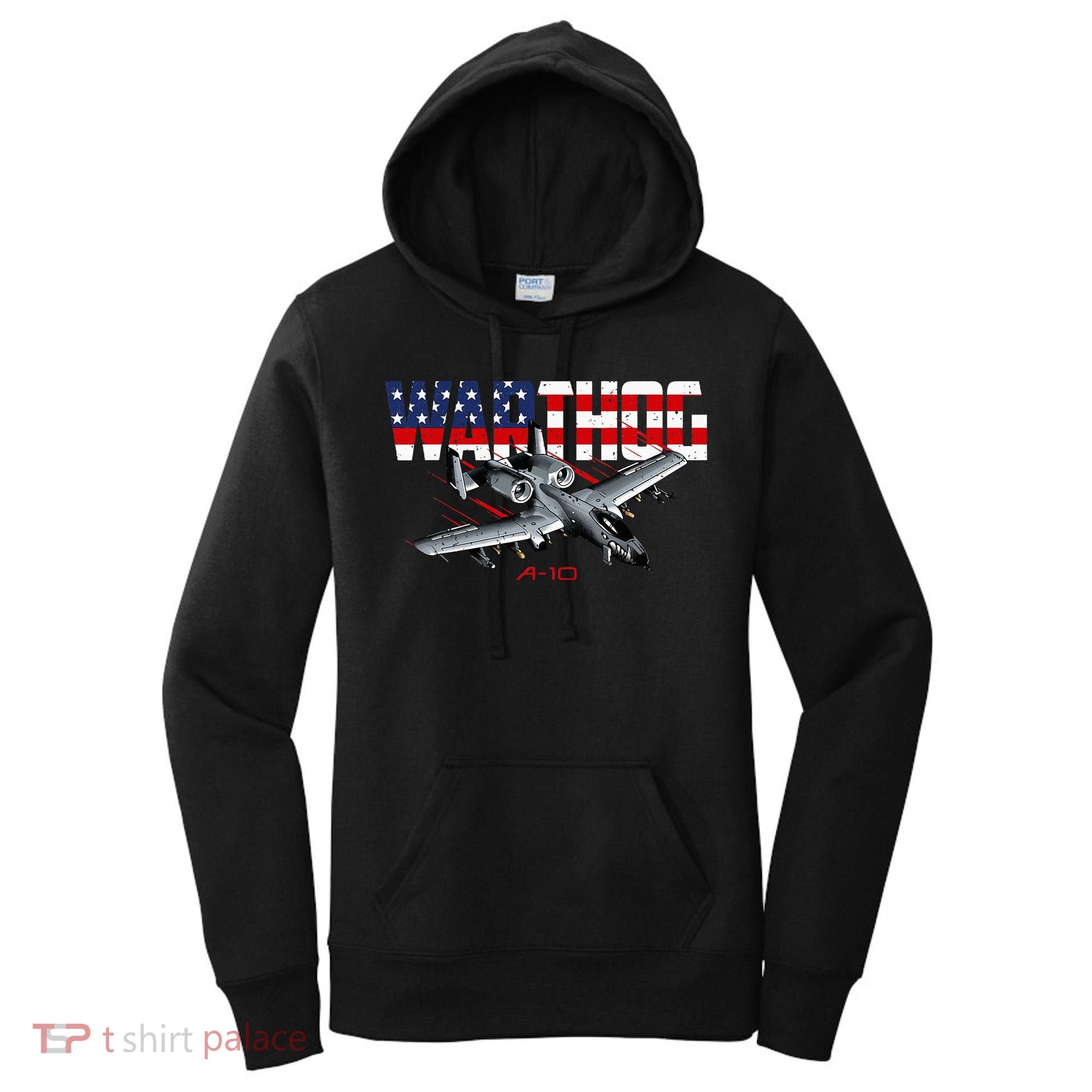 Military Airplane A10 Warthog American Flag Women's Hoodie