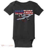 Military Airplane A10 Warthog American Flag Baby Bodysuit thumb 0