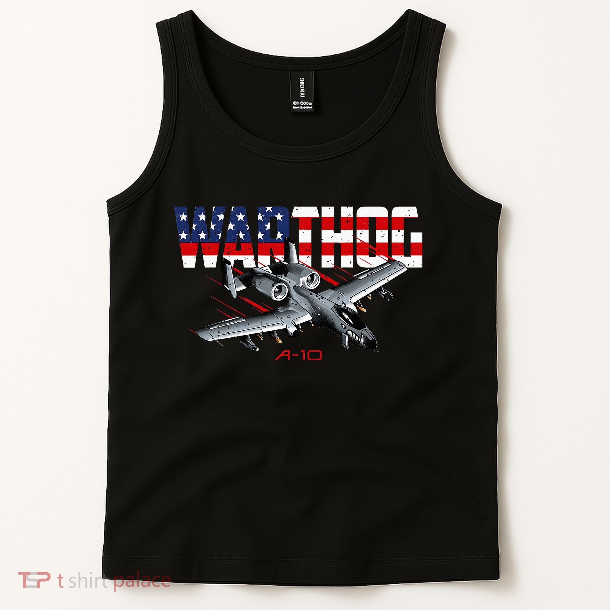 Military Airplane A10 Warthog American Flag Tank Top