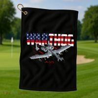Military Airplane A10 Warthog American Flag Golf Towel thumb 1