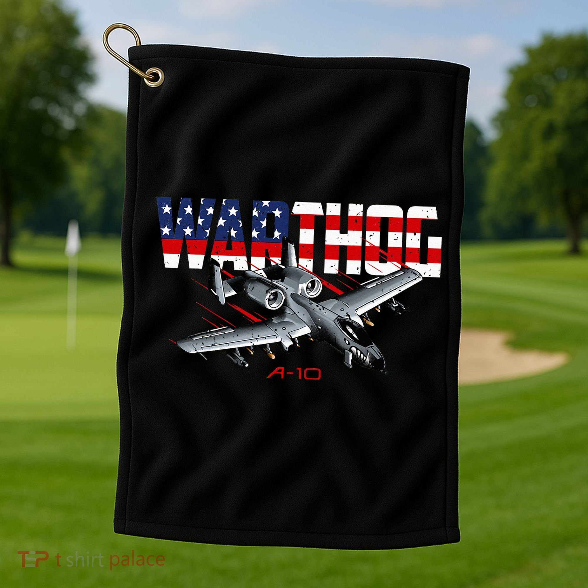 Military Airplane A10 Warthog American Flag Golf Towel
