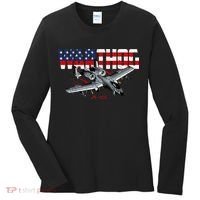 Military Airplane A10 Warthog American Flag Women's Long Sleeve Shirt thumb 0