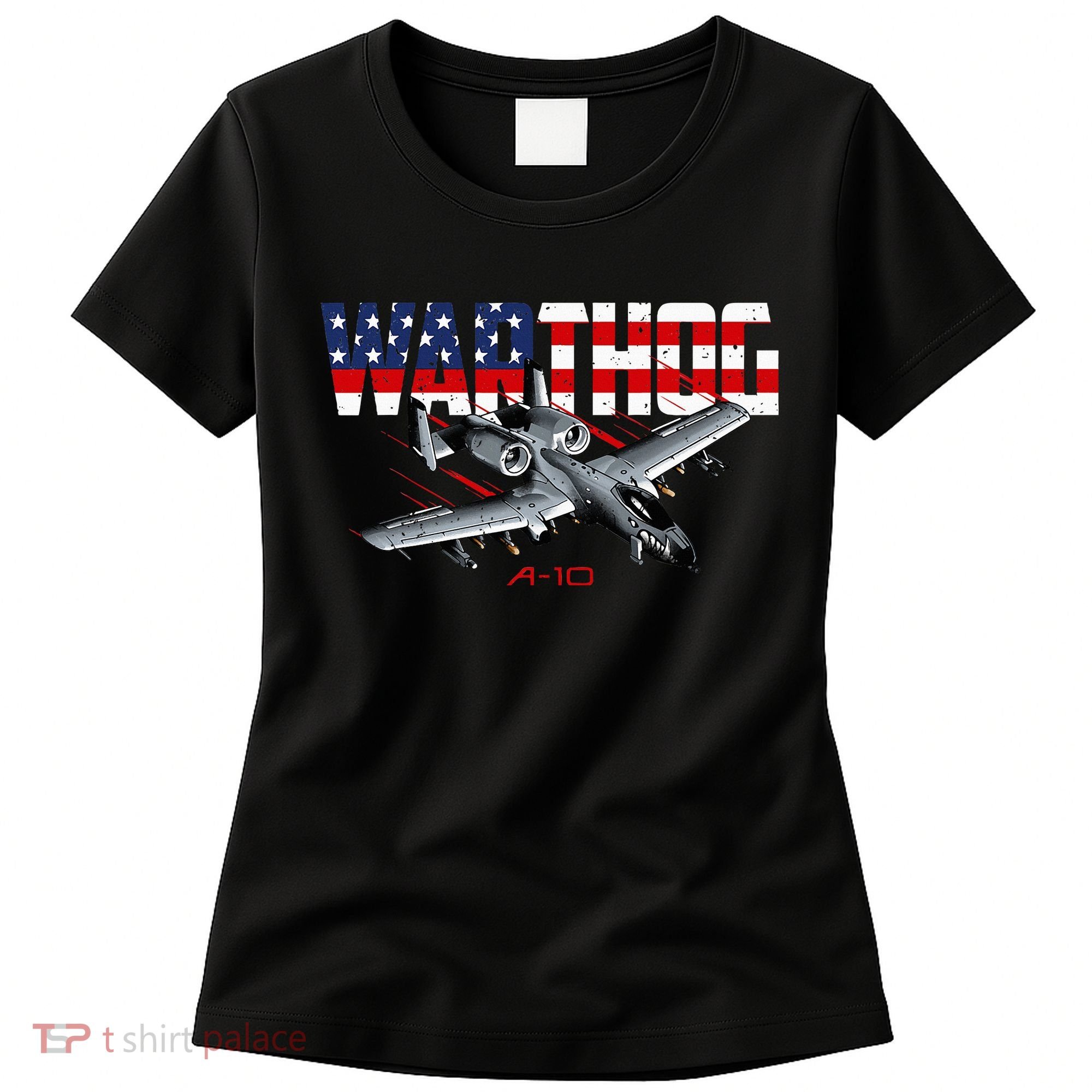 Military Airplane A10 Warthog American Flag Women's T-Shirt