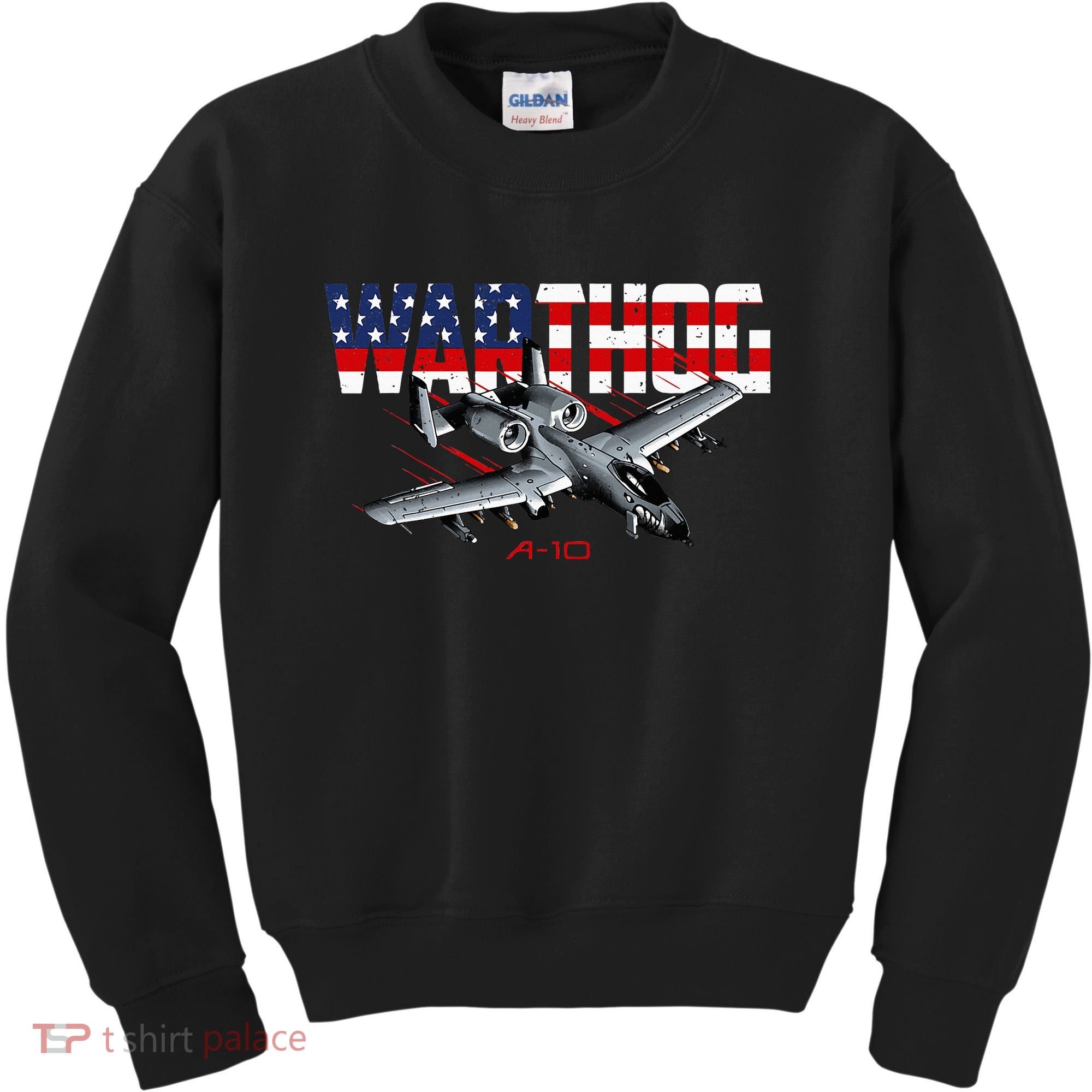 Military Airplane A10 Warthog American Flag Kids Sweatshirt