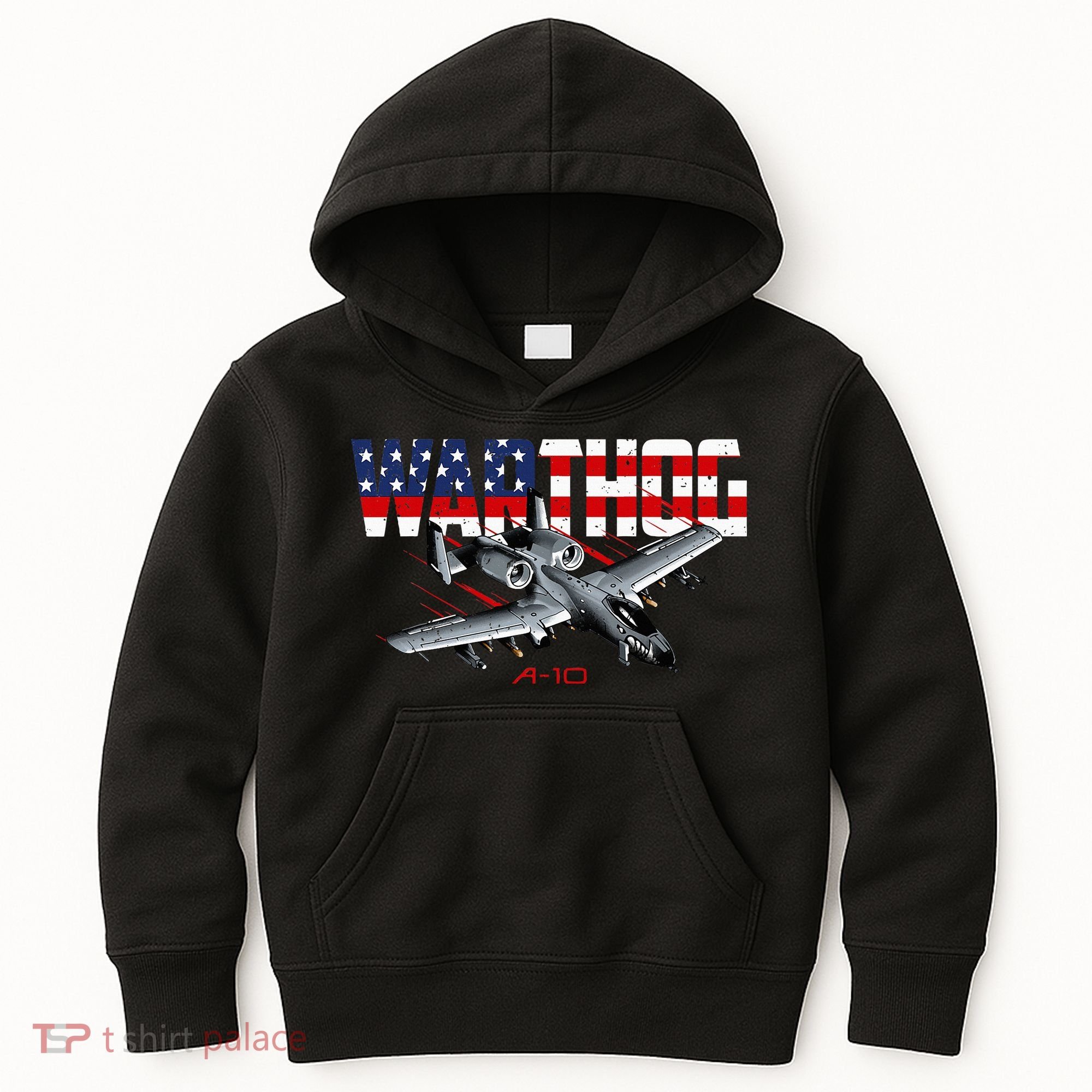 Military Airplane A10 Warthog American Flag Kids Hoodie