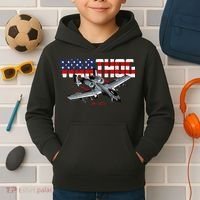 Military Airplane A10 Warthog American Flag Kids Hoodie thumb 2