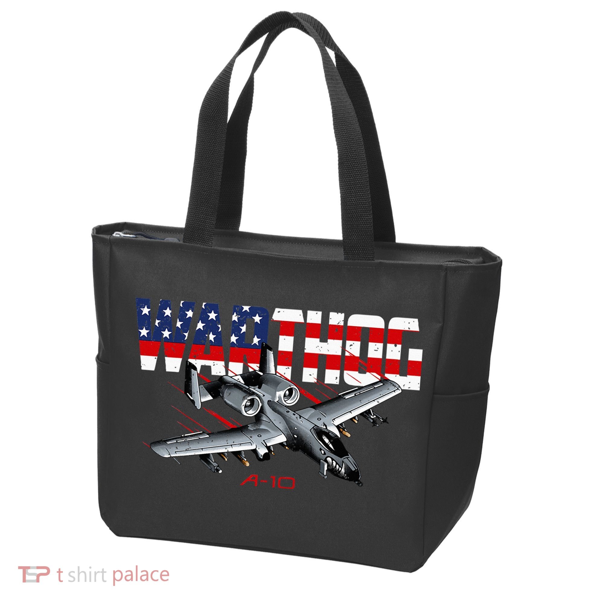 Military Airplane A10 Warthog American Flag Tote Bag
