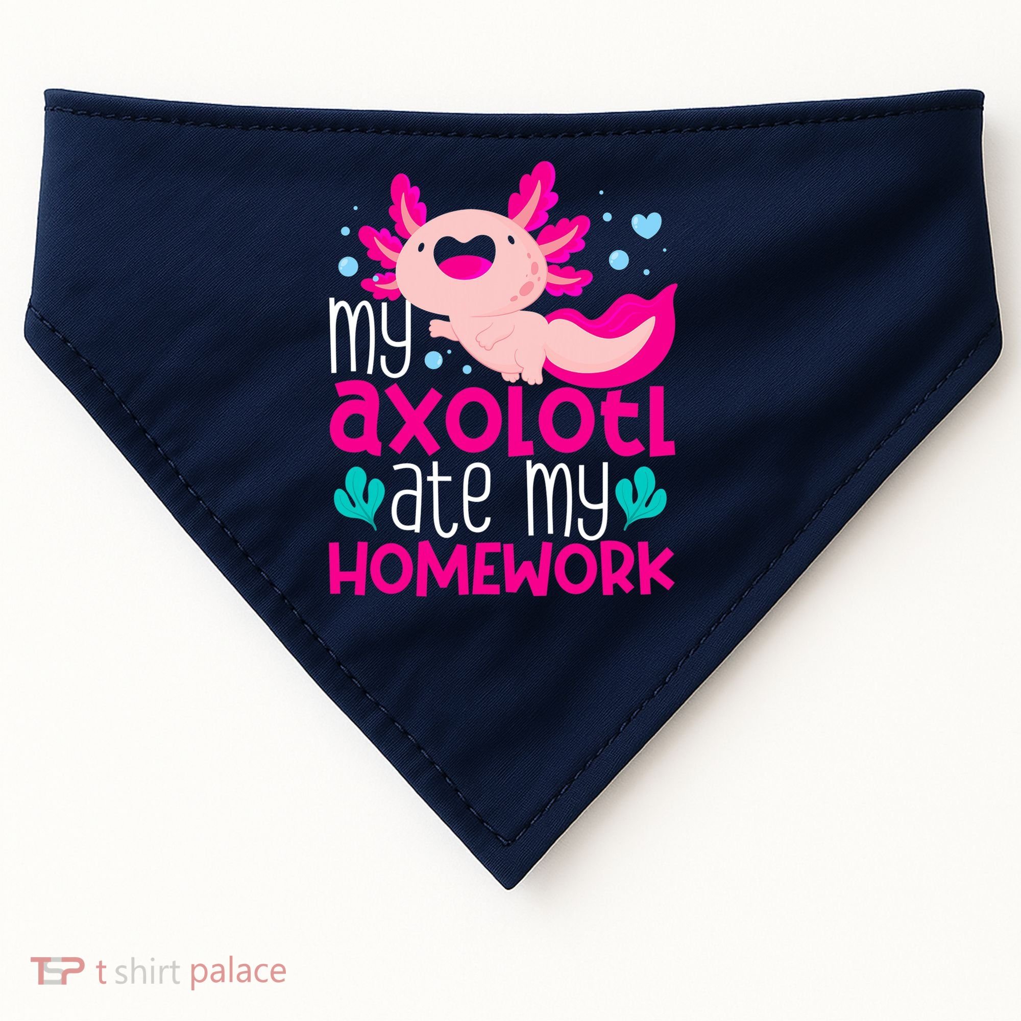My Axolotl Ate My Homework | Gimmick | Kawaii | Axolotl USA-Made Doggie Bandana