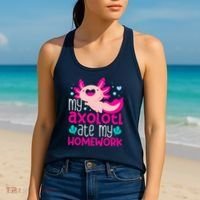 My Axolotl Ate My Homework | Gimmick | Kawaii | Axolotl Women's Tank Top thumb 2