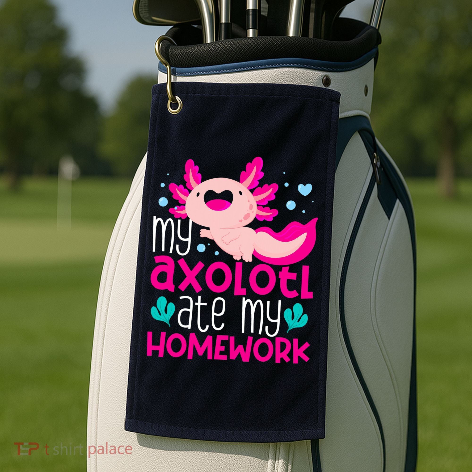 My Axolotl Ate My Homework | Gimmick | Kawaii | Axolotl Golf Towel
