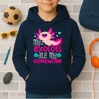 My Axolotl Ate My Homework | Gimmick | Kawaii | Axolotl Kids Hoodie thumb 2