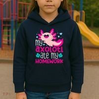 My Axolotl Ate My Homework | Gimmick | Kawaii | Axolotl Kids Hoodie thumb 3