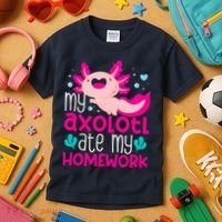 My Axolotl Ate My Homework | Gimmick | Kawaii | Axolotl Kids T-Shirt thumb 3