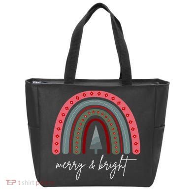 Merry And Bright Rainbow Holiday Tote Bag