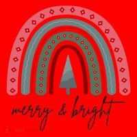 Merry And Bright Rainbow Holiday Santa Hat thumb 1