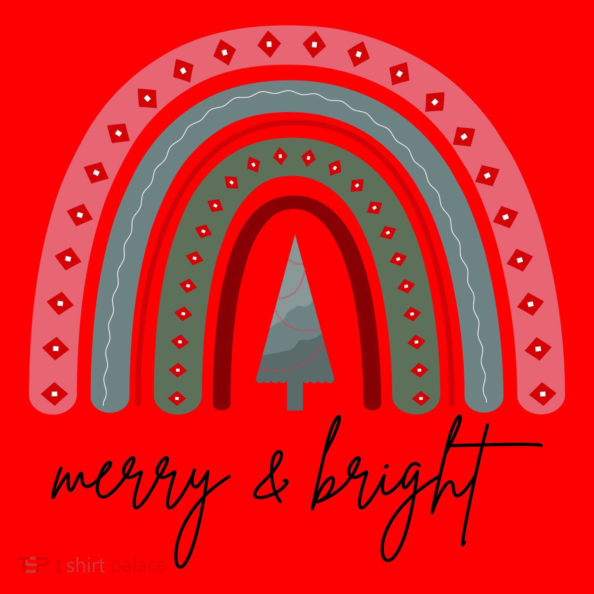 Merry And Bright Rainbow Holiday Santa Hat