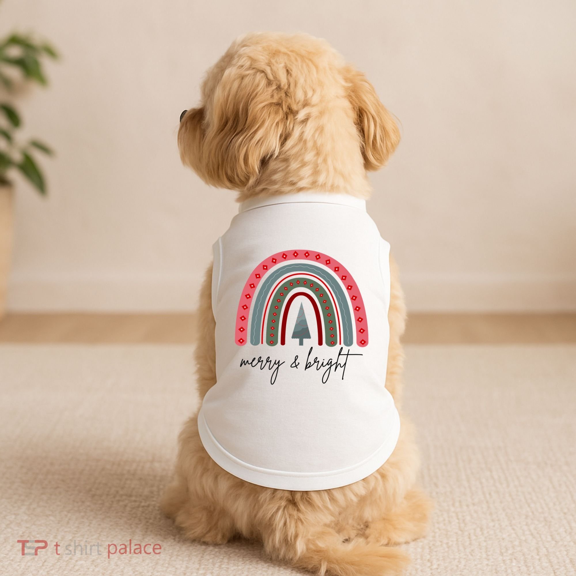 Merry And Bright Rainbow Holiday Doggie Tank