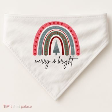 Merry And Bright Rainbow Holiday USA-Made Doggie Bandana