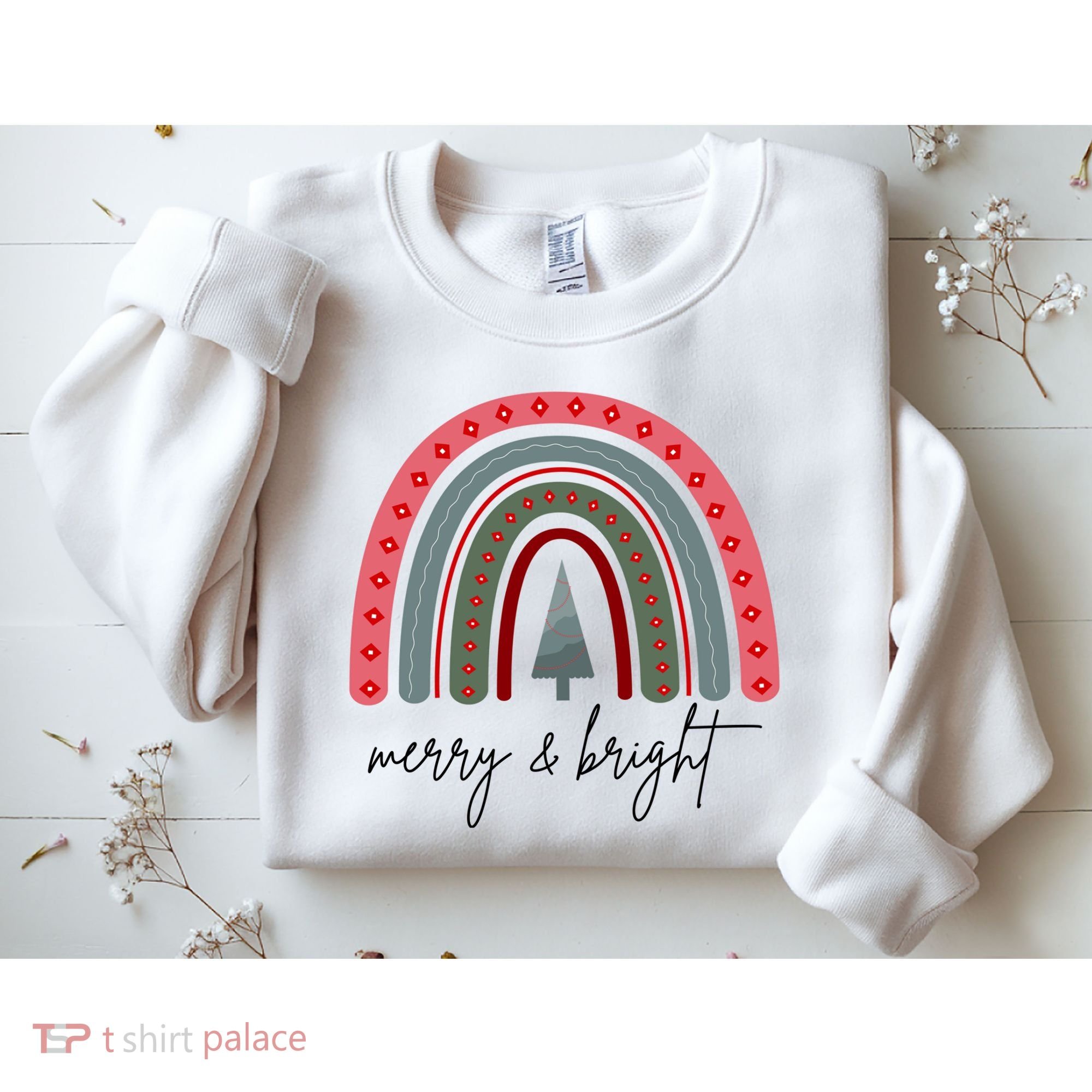 Merry And Bright Rainbow Holiday Sweatshirt