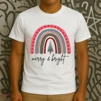Merry And Bright Rainbow Holiday T-Shirt thumb 3