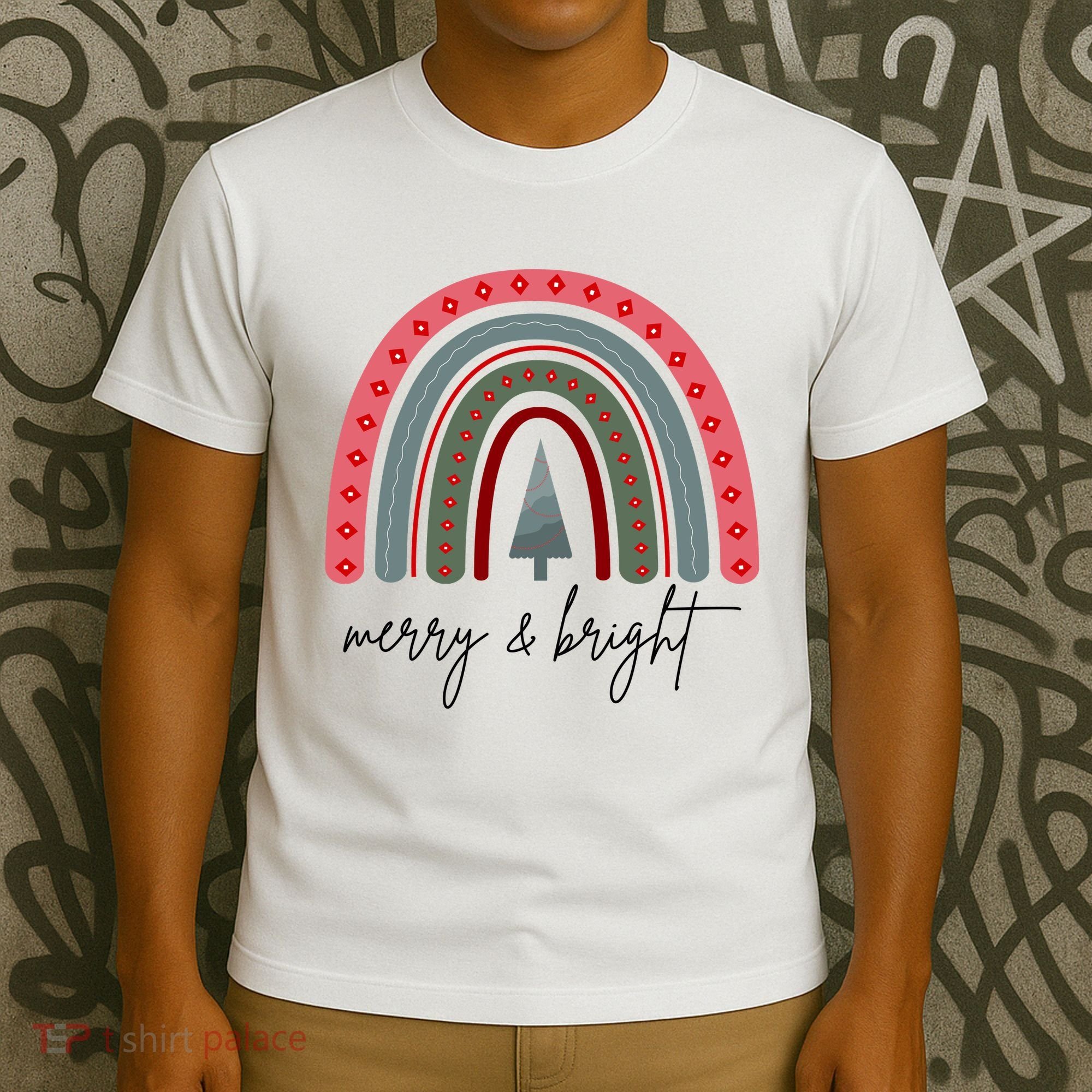 Merry And Bright Rainbow Holiday T-Shirt