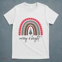 Merry And Bright Rainbow Holiday T-Shirt thumb 5