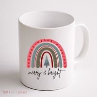 Merry And Bright Rainbow Holiday Coffee Mug thumb 1