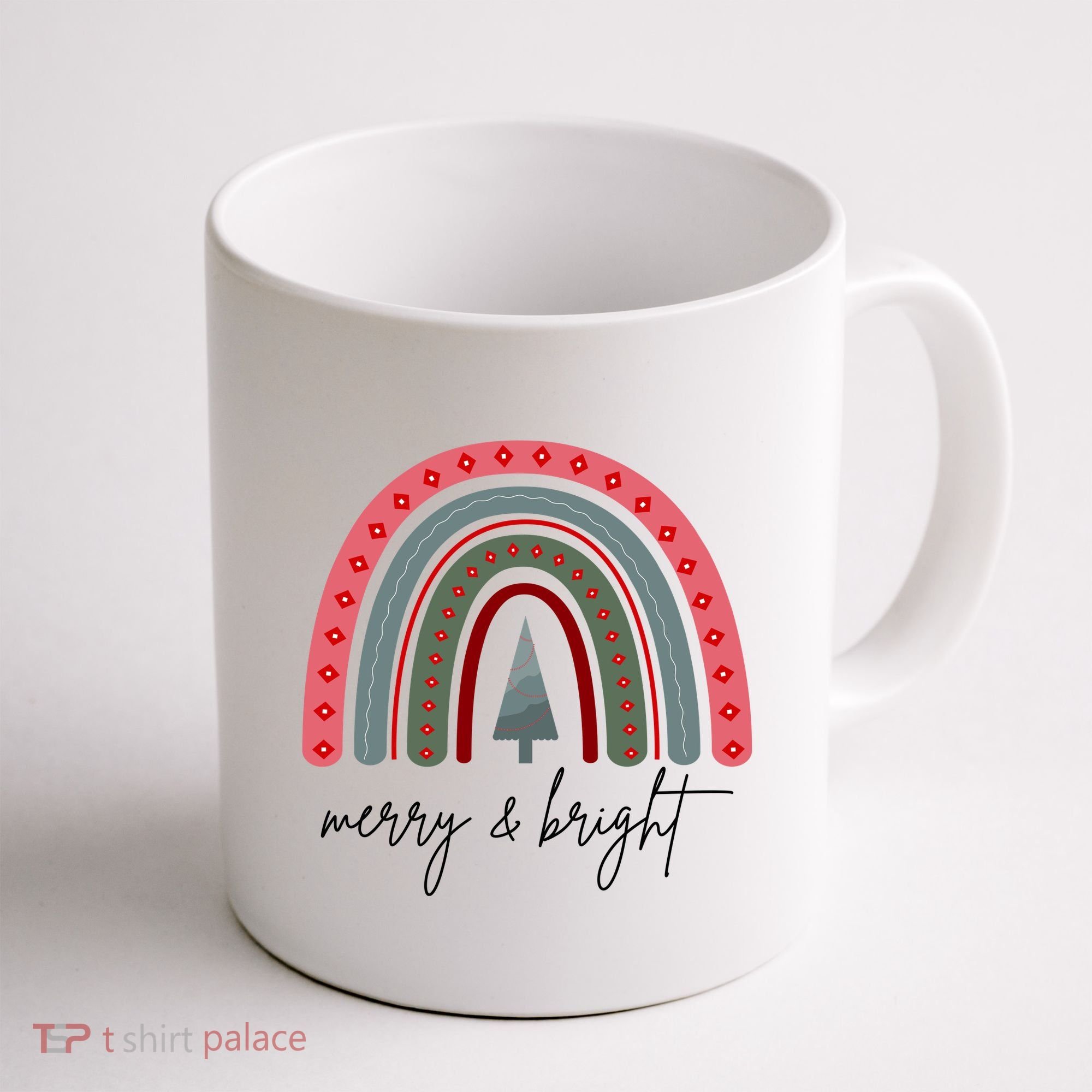 Merry And Bright Rainbow Holiday Coffee Mug