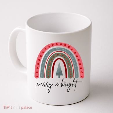 Merry And Bright Rainbow Holiday Coffee Mug