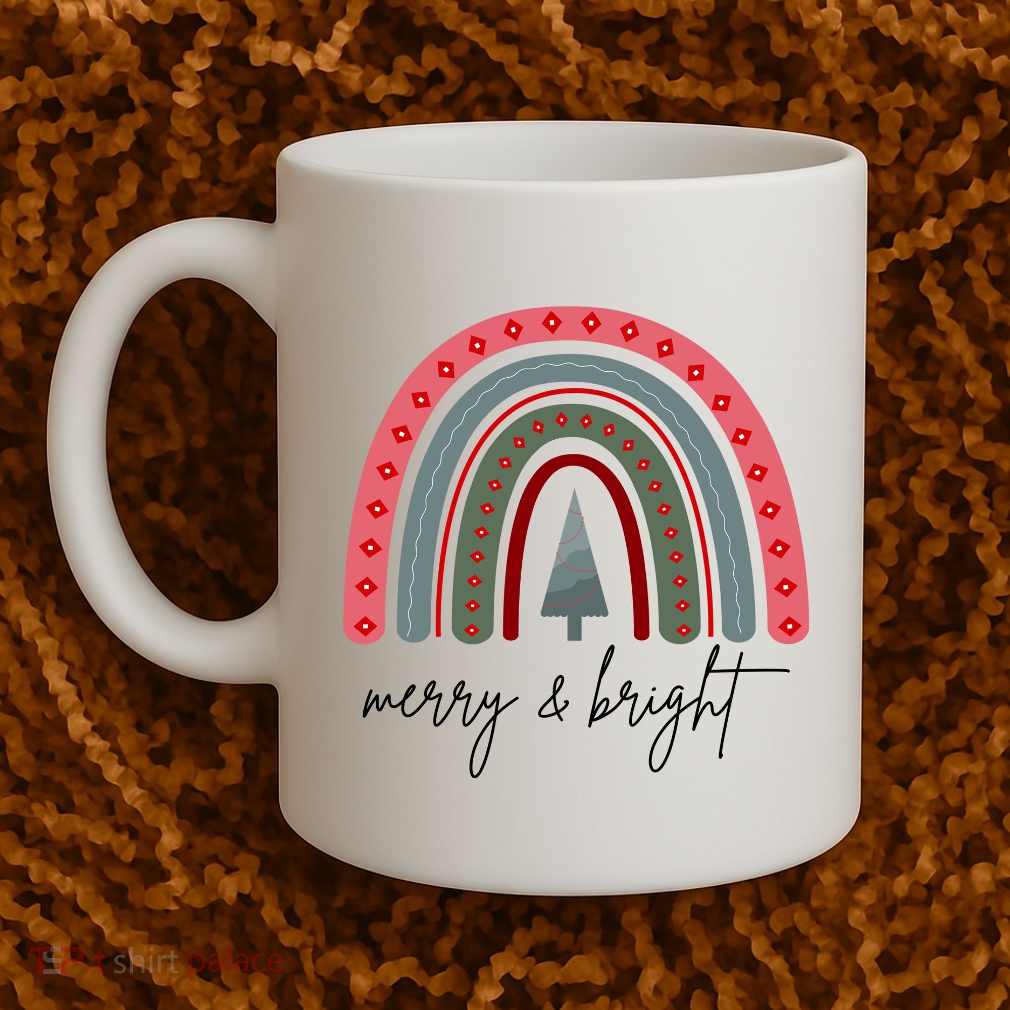 Merry And Bright Rainbow Holiday Coffee Mug
